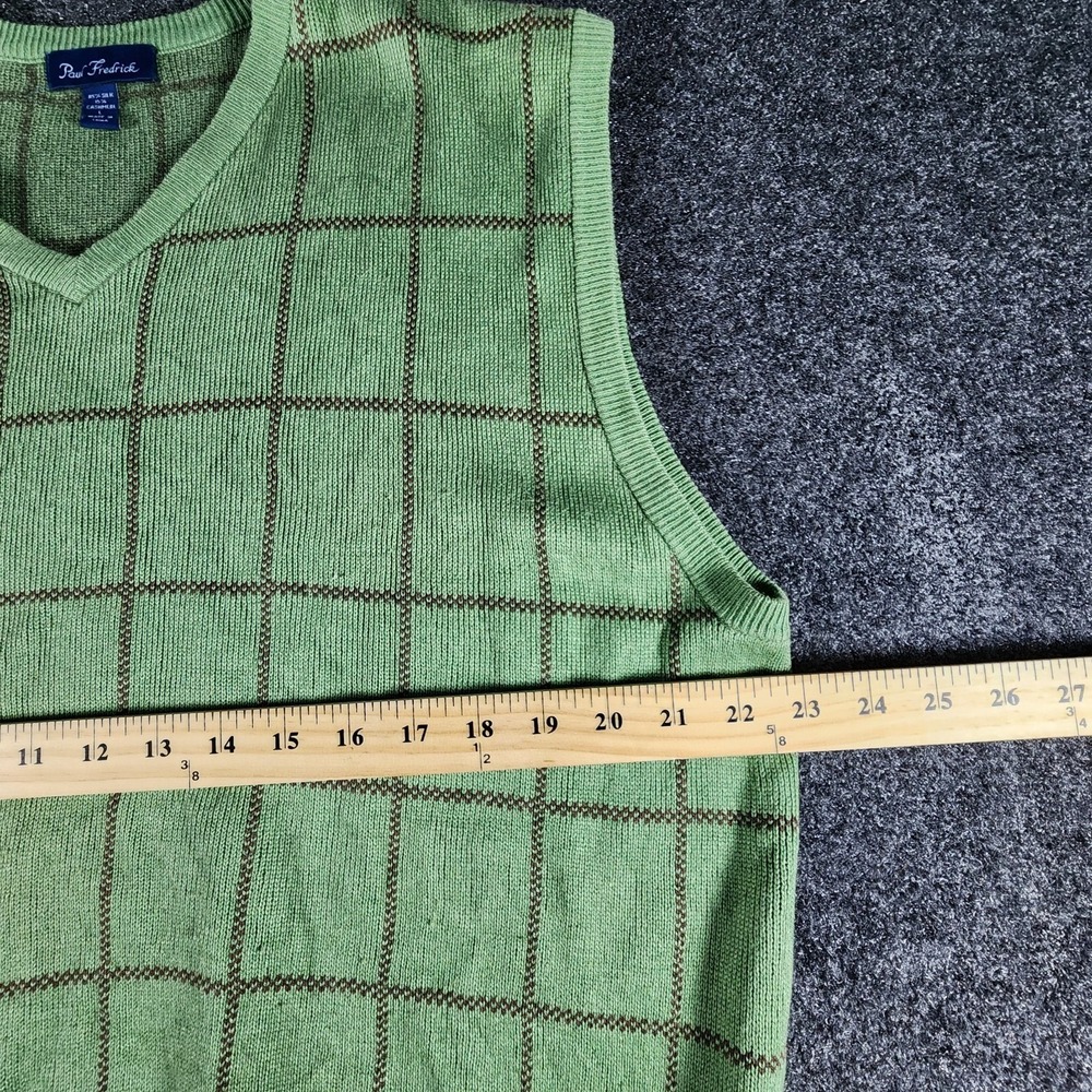 Paul Frederick Silk Cashmere Blend Sweater Vest‎ Men's L Green V-neck Casual Dad - Picture 5 of 6